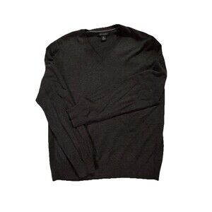 Banana Republic Men's V-Neck Sweater 100% Extra Fine Merino Wool Gray Large